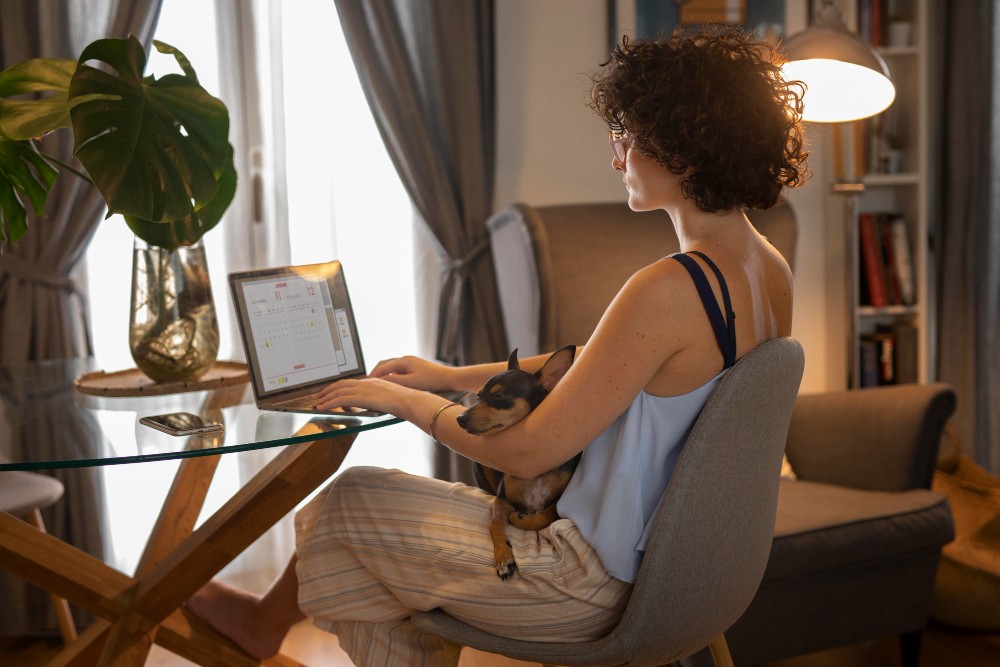 persona trabajando desde casa